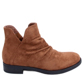 Botki z wycięciem zamszowe camel ST-21 Camel brązowe