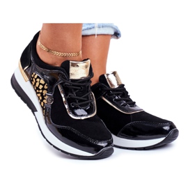 Vinceza Sportowe Damskie Buty Sneakersy Skórzane Czarne 21-7778