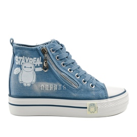 Niebieskie sneakersy na koturnie sznurowane Lynnhurst