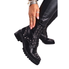 Botki Damskie z ćwiekami Czarne Chill