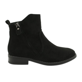 Evento Botki sztyblety zamszowe Black suwaki czarne