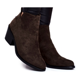 S.Barski Botki Damskie Płaski Obcas Ocieplane Jesienne Khaki Milky