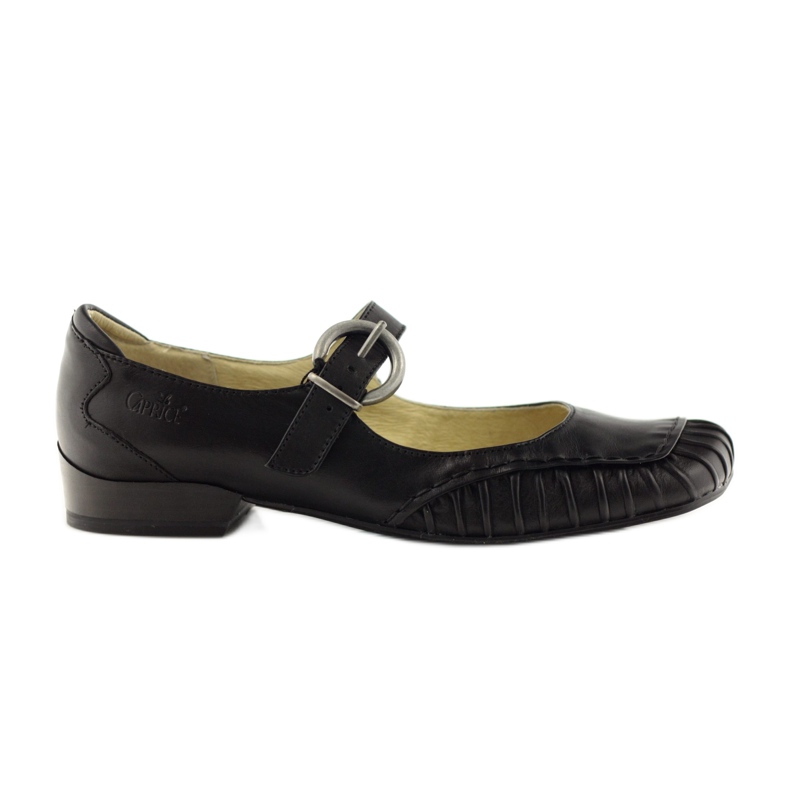 Caprice półbuty skórzane buty damskie na pasek 24206 czarne