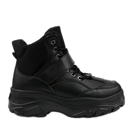 Czarne modne sneakersy sportowe z eko-skóry Soulsille