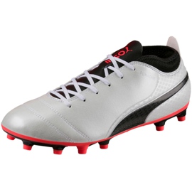 Buty piłkarskie Puma One 17.4 Fg biało-czarno-czerwone 104075 01 wielokolorowe białe
