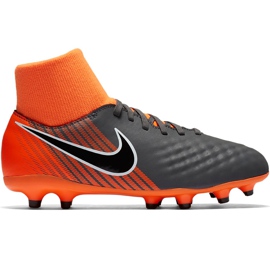 Buty piłkarskie Nike Magista Obra 2 Academy Df Fg Jr AH7313 080 czarne pomarańczowe