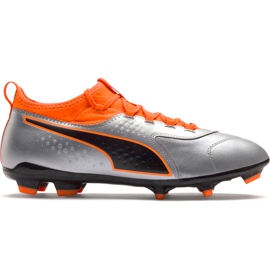 Buty piłkarskie Puma One 3 Lth Fg szaro-pomarańczowe 104743 01 wielokolorowe szare