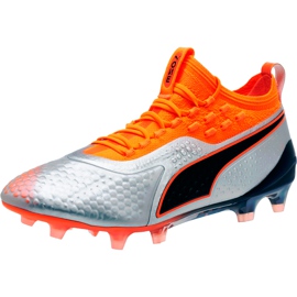Buty piłkarskie Puma One 1 Syn Fg Ag 104722 01 pomarańczowe