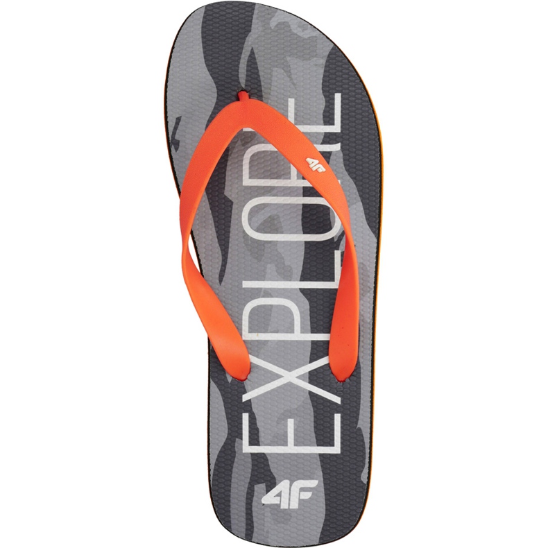 Klapki męskie 4F głęboka czerń pomarańczowy H4L19 KLM001 20S czarne pomarańczowe szare