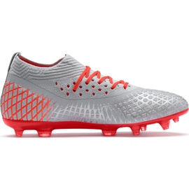 Buty piłkarskie Puma Future 4.2 Netfit Fg Ag srebrno-czerwone 105611 01 wielokolorowe szare