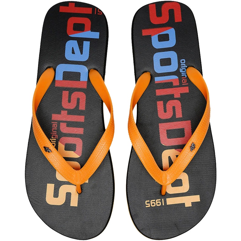 Klapki męskie 4F multikolor H4L20 KLM006 90S pomarańczowe