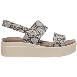 Crocs sandały damskie Brooklyn Low Wedge W multi stucco 206453 93T beżowy