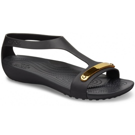 Crocs sandały damskie Serena Metallic Bar Sdl W czarno-złote 206421 751 czarne czarne