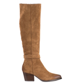 Zamszowe Kozaki VINCEZA brązowe