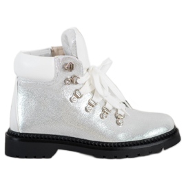 Bello Star Srebrne Traperki białe srebrny