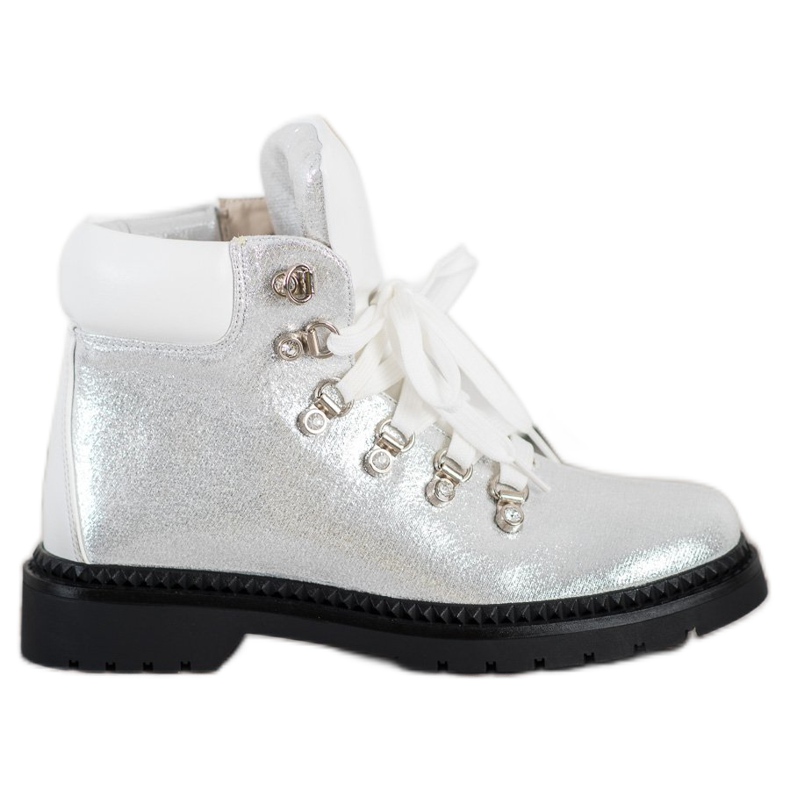 Bello Star Srebrne Traperki białe srebrny