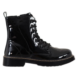 Small Swan Lakierowane Workery czarne