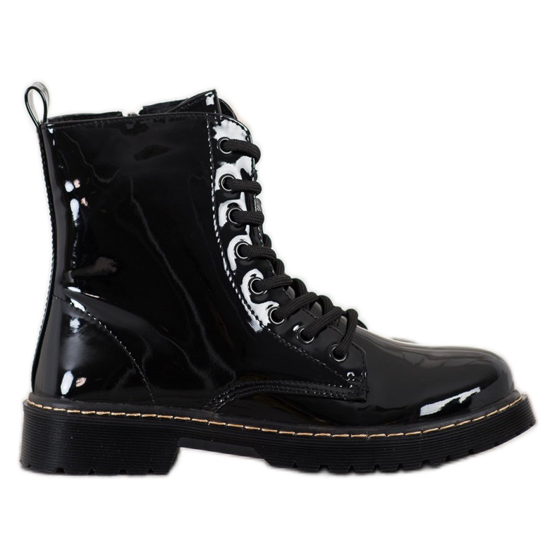 Small Swan Lakierowane Workery czarne