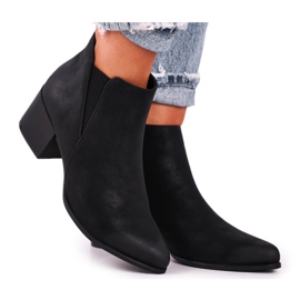 Botki Damskie Sergio Leone Sztyblety Eko Nubuk Czarne BT621