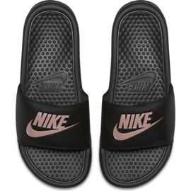 Klapki damskie Nike Benassi Just Do It 343881 007 czarne różowe