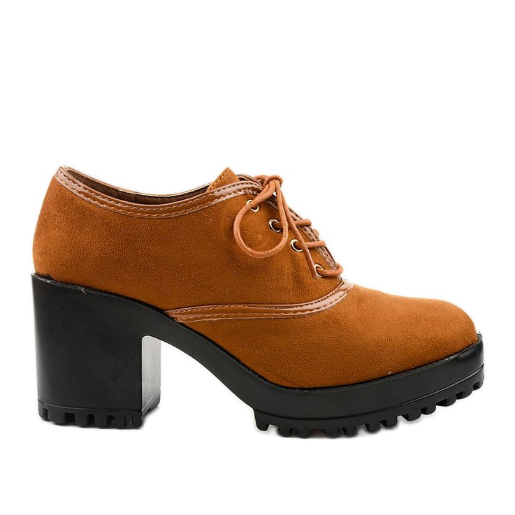 Camelowe botki sznurowane na klocku Clearfall brązowe