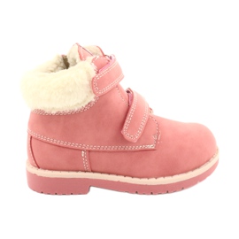 Timberki na rzepy American Club ES54/19 pink różowe