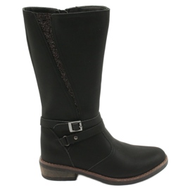 American Club Długie kozaki z brokatem czarne American GC24/20