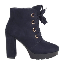Botki na platformie granatowe L8126 Navy
