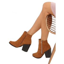 Botki na szerokim obcasie camel TX-1873 Camel brązowe