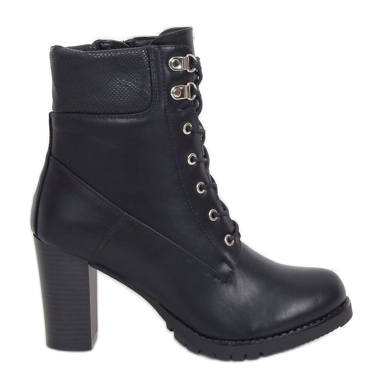 Timberki na obcasie czarne BH2567-KB Black