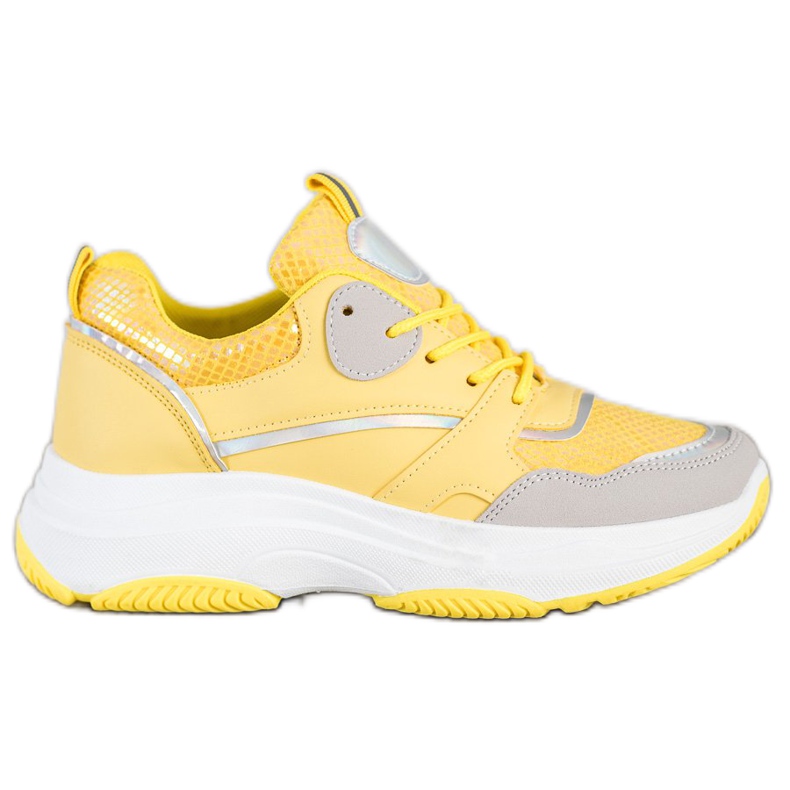 Ideal Shoes Casualowe Sneakersy Na Platformie żółte