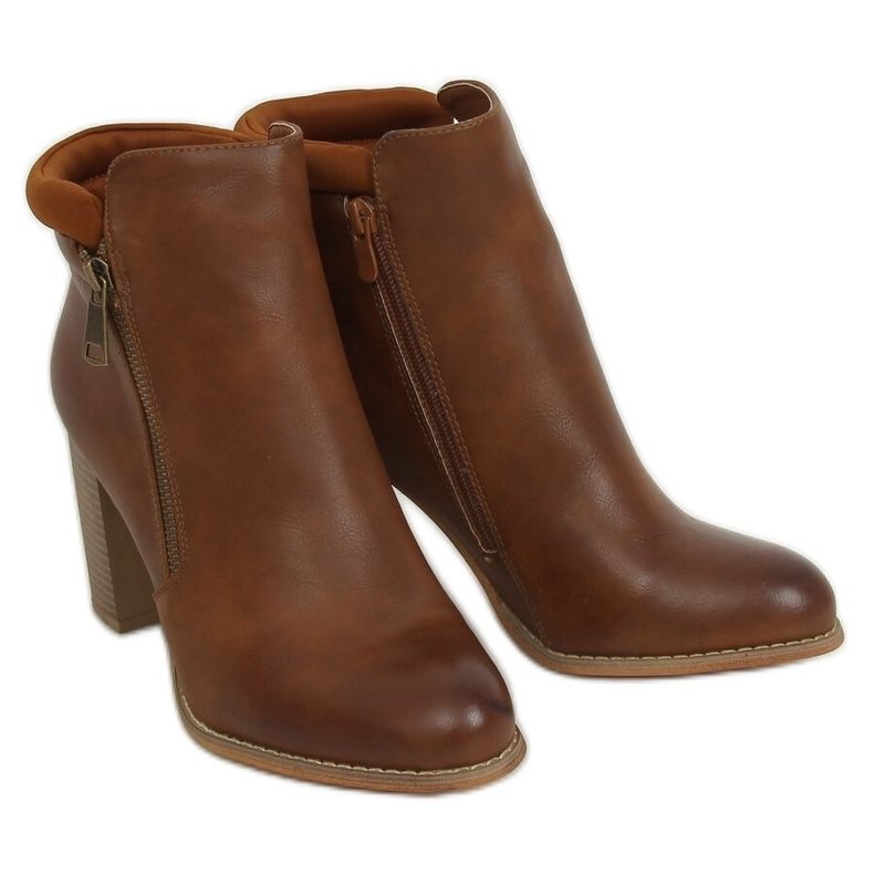 Botki na obcasie camel 4599 Camel brązowe