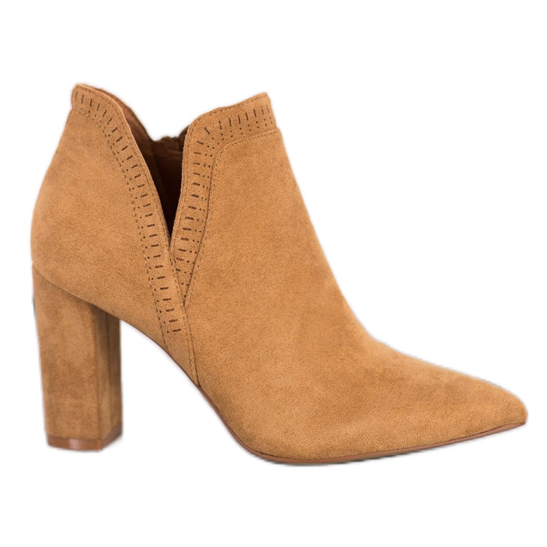 Bella Paris Stylowe Botki Na Słupku brązowe