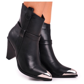 FG1 Botki Damskie Wysokie Stalowy Nosek Czarne Eternally