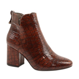 M.Daszyński Botki na suwak ocieplane Daszyński SA186-1 brązowe