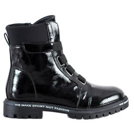 Goodin Lakierowane Workery Z Gumką czarne