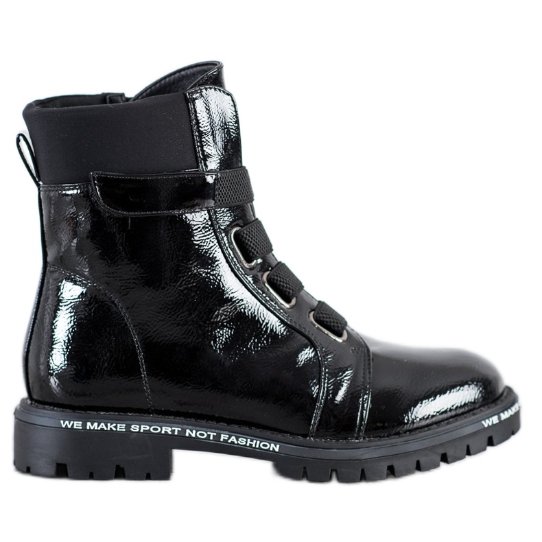 Goodin Lakierowane Workery Z Gumką czarne