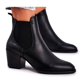 Botki Damskie Na Obcasie Sergio Leone Czarne BT613