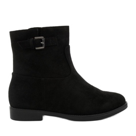 Czarne botki ocieplane z ukrytą koturną zamszowe Clifford