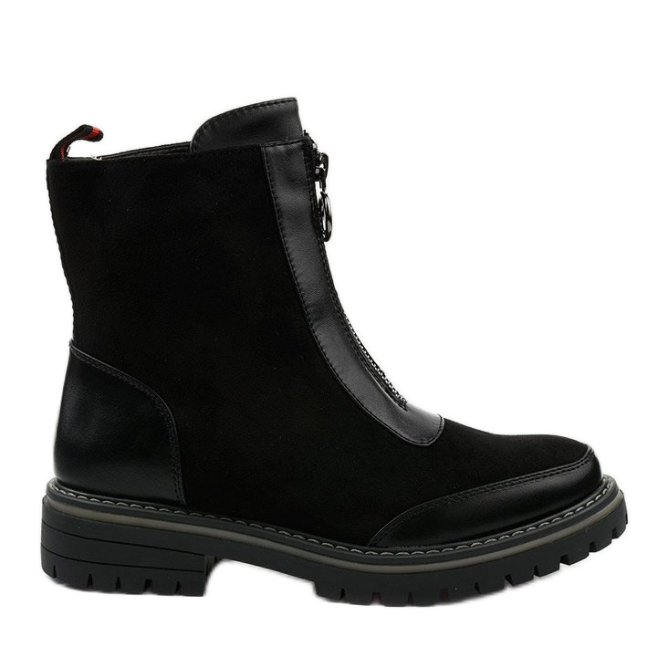 BM Czarne płaskie botki ocieplane Shadowgrain