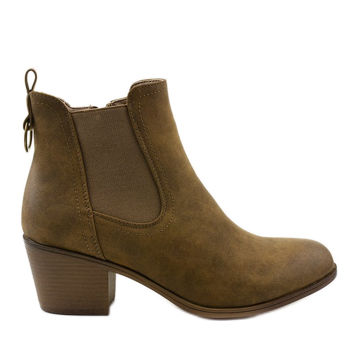 Khaki zamszowe botki na słupku Tarrenscribe zielone