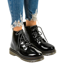 Czarne botki workery lakierowane TL143-1