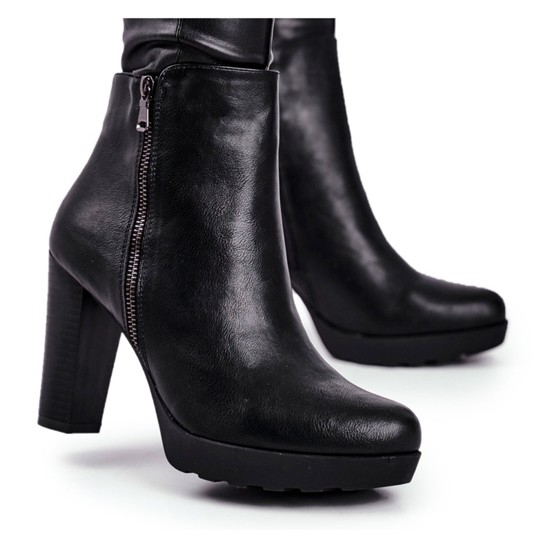 Damskie Botki Na Słupku Czarne Eugene