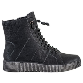 SHELOVET Czarne Workery Na Paltformie