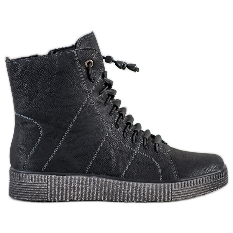 SHELOVET Czarne Workery Na Paltformie