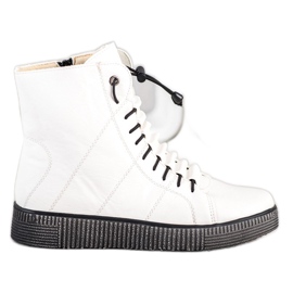 SHELOVET Białe Workery Na Platformie