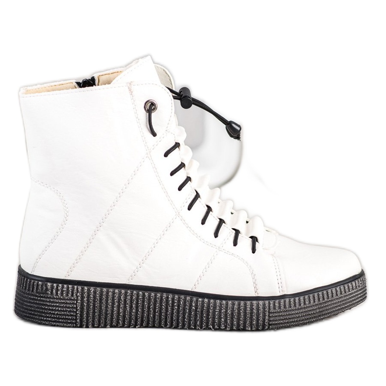 SHELOVET Białe Workery Na Platformie