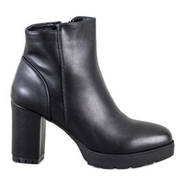 Super Mode Ciepłe Botki Na Obcasie czarne