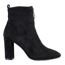 WELLSPRING Botki Z Ozdobnym Suwakiem czarne