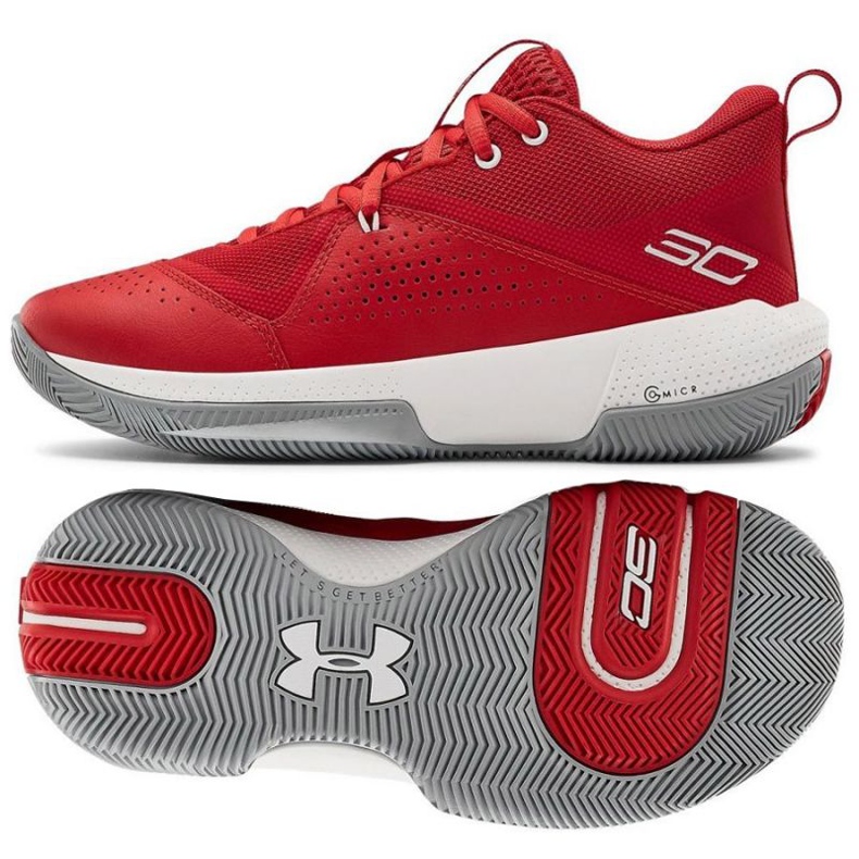 Buty koszykarskie Under Armour Gs Sc 3Zero Iv Boys Jr 3023918-600 czerwone pomarańcze i czerwienie